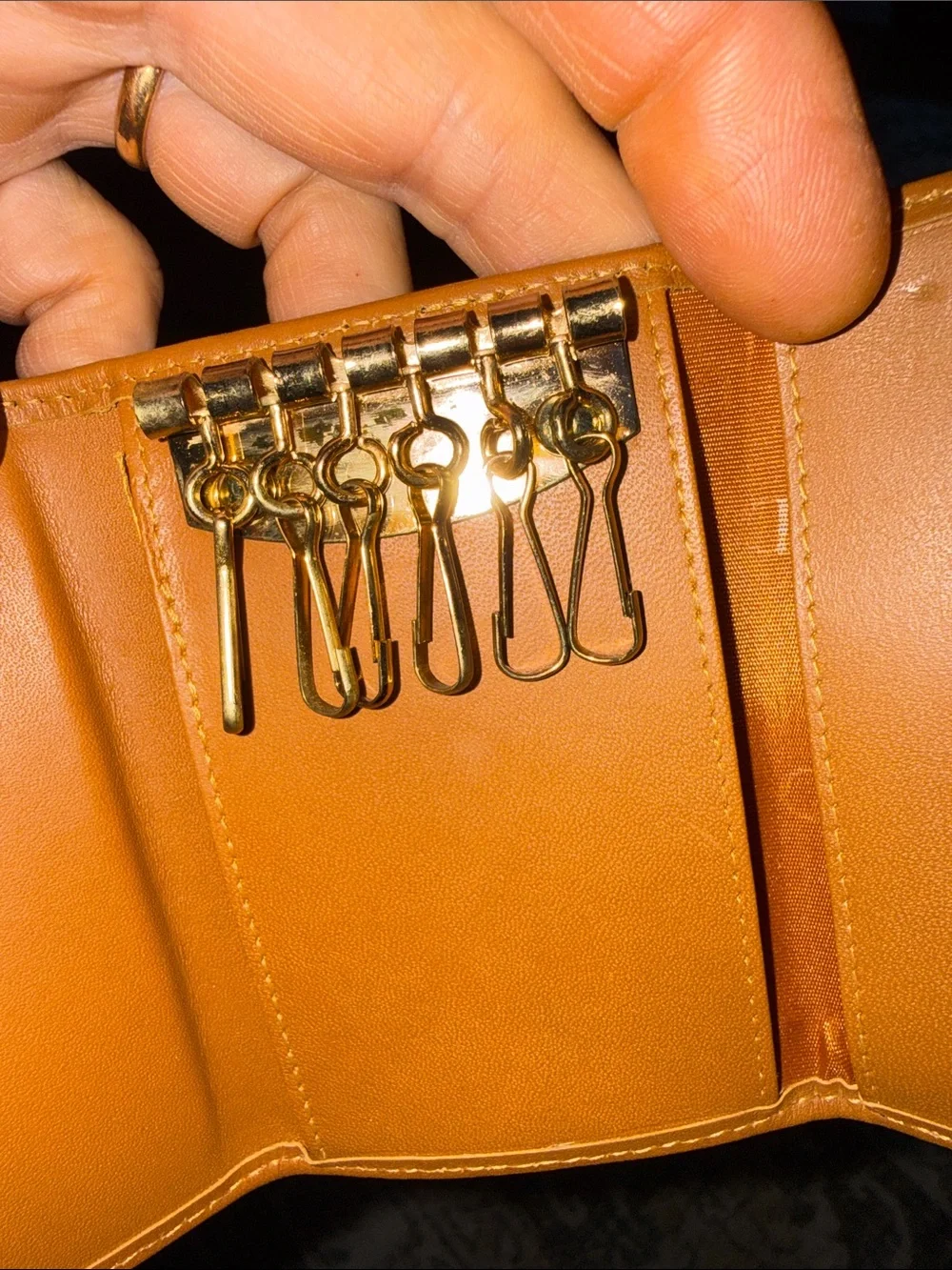 Christian Dior Black Card & Key Holder with Tan Trim